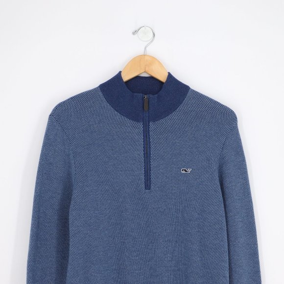 VINEYARD VINES Men's Hamilton Half Zip Sweater In Coastline Blue Size S - Picture 5 of 7